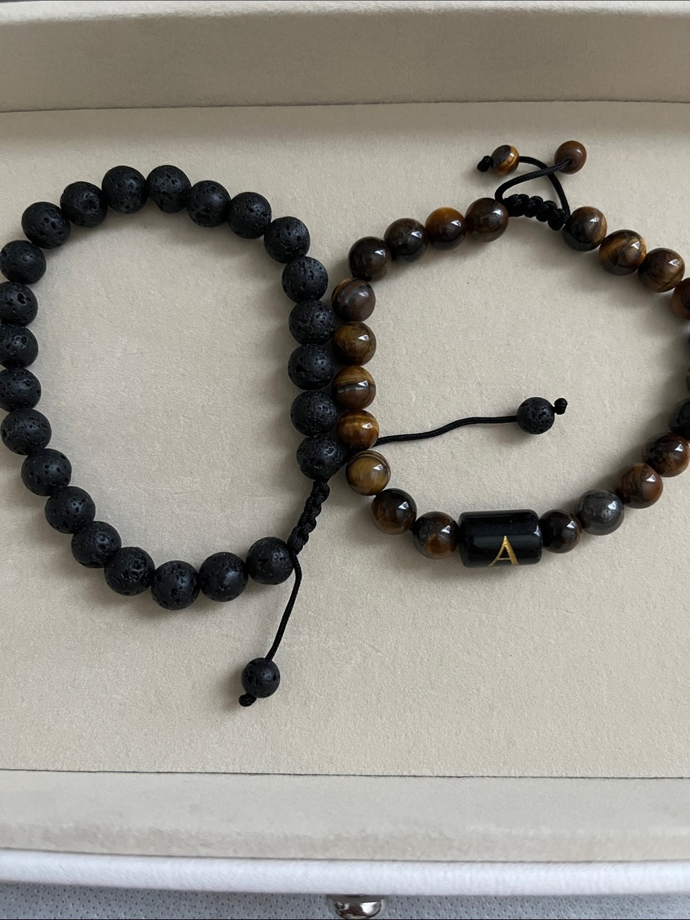 Lava Rock and Tiger Eye Bead Bracelets - Black & Brown
